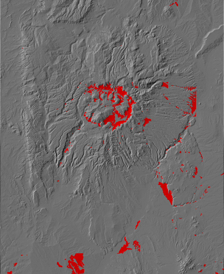 Digital relief map of alluvial fans in the Jemez
        Mountains