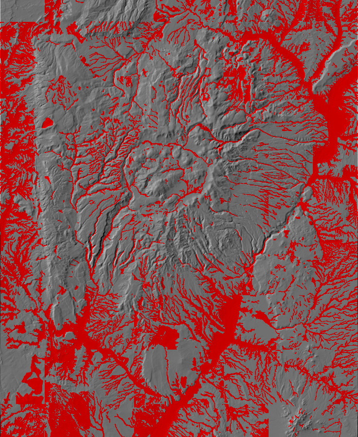 Digital relief map of alluvium in the Jemez Mountains