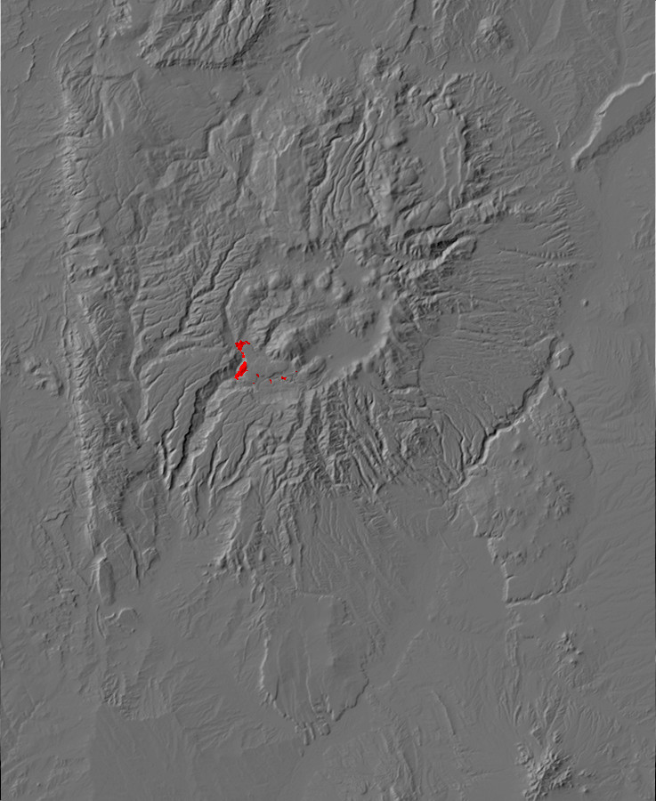 Digital relief map of Battleship Rock Flow exposures in
        the Jemez Mountains