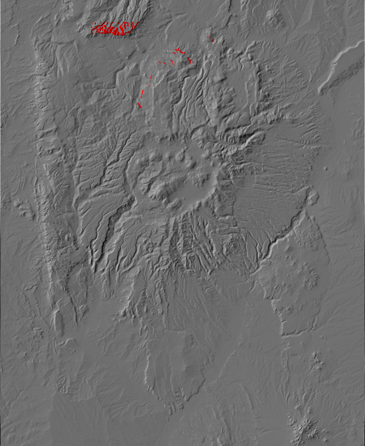 Digital relief map of Burro Canyon exposures in the
        Jemez Mountains