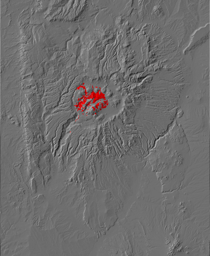Digital relief map of caldera fill exposures in the
        Jemez Mountains