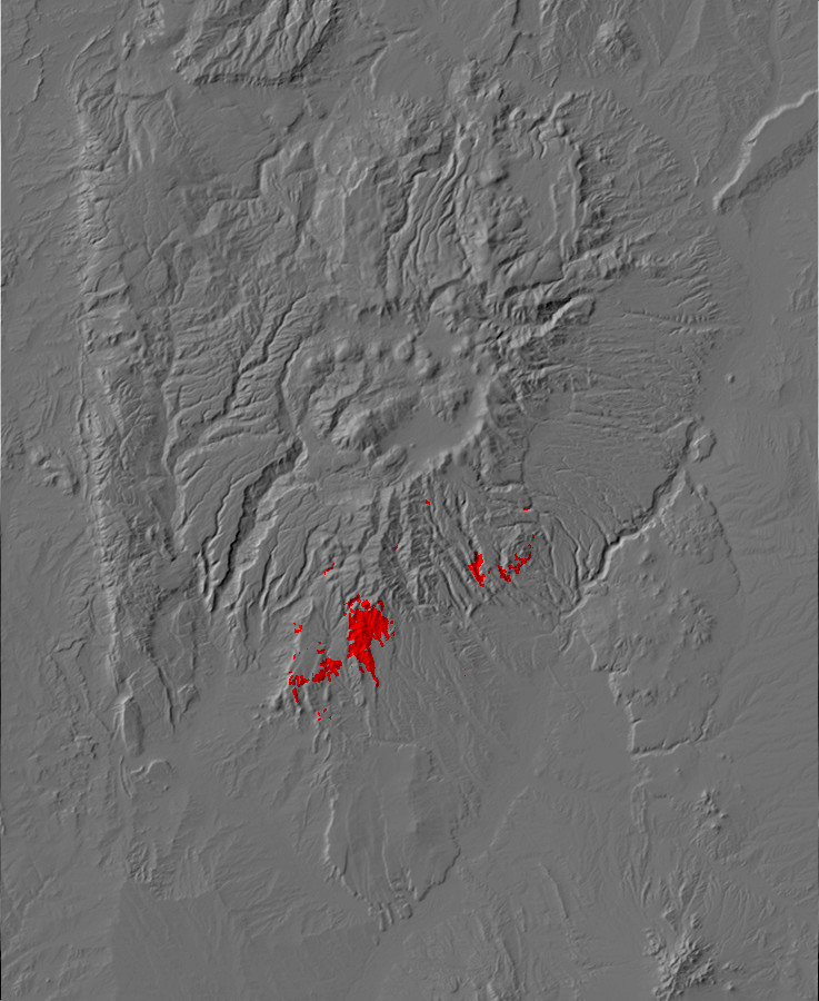 Digital relief map of Canovas Canyon Rhyolite exposures
        in the Jemez Mountains