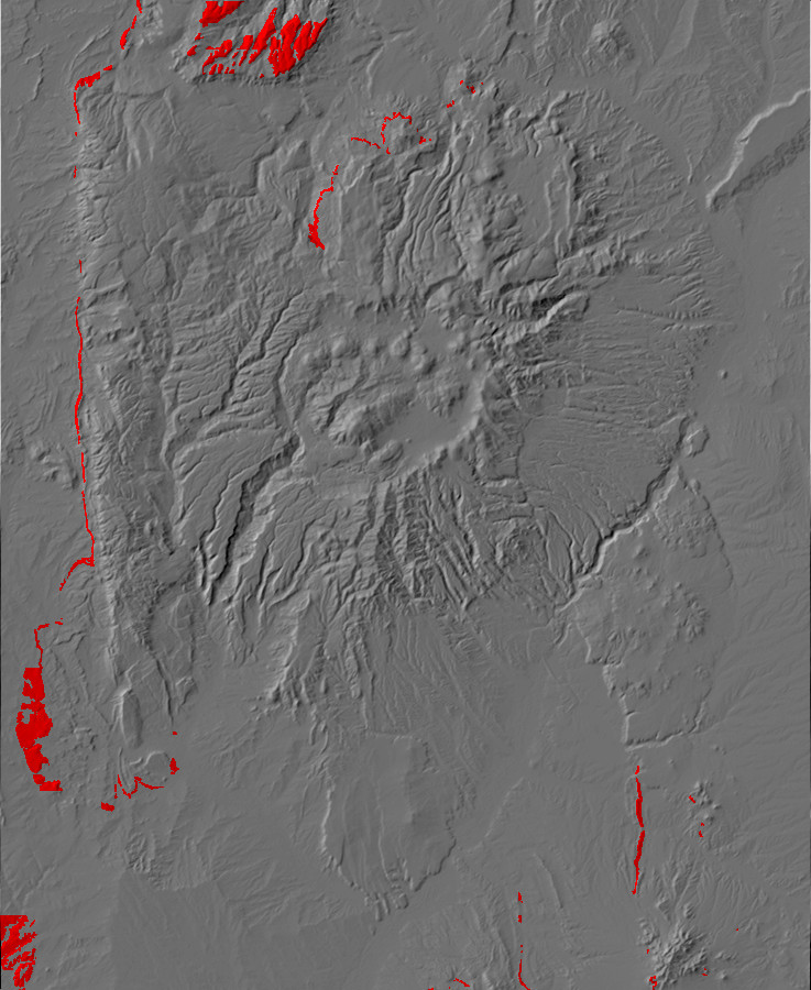 Digital relief map of Dakota Formation exposures in the
        Jemez Mountains