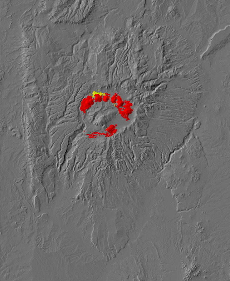 Digital relief map of Paleogene exposures in the Jemez
      Mountains
