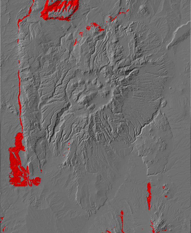 Digital relief map of Jurassic exposures in the Jemez
      Mountains