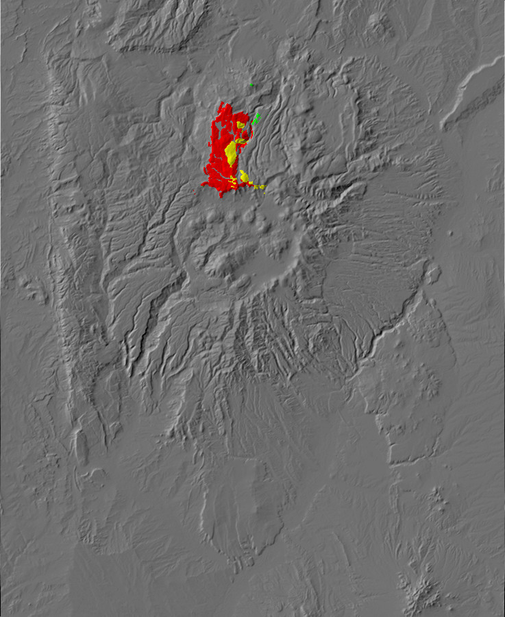 Digital relief map of La Grulla Formation exposures in the
      Jemez Mountains