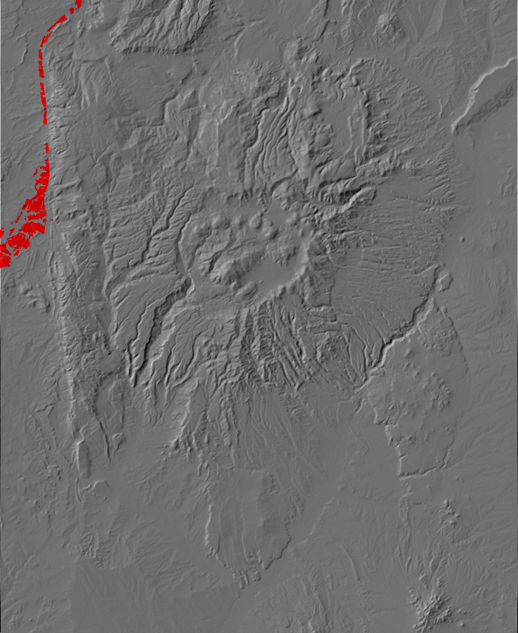 Digital relief map of Lewis Formation exposures in the
        Jemez Mountains