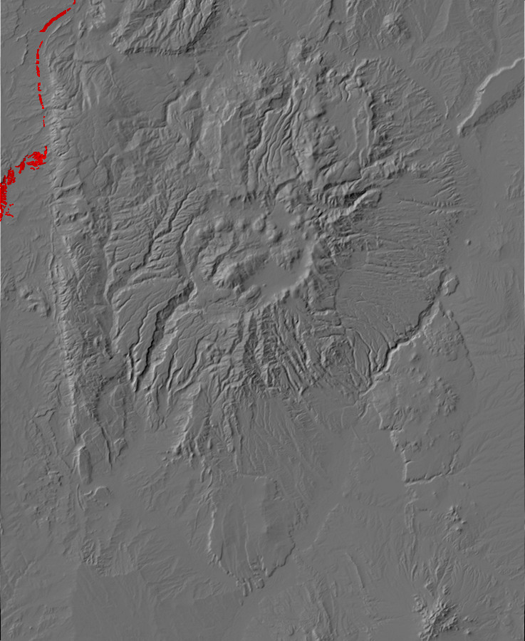 Digital relief map of Nacimiento Formation exposures in
        the Jemez Mountains