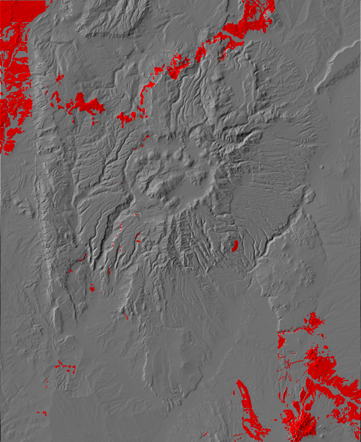 Digital relief map of Paleogene exposures in the Jemez
      Mountains