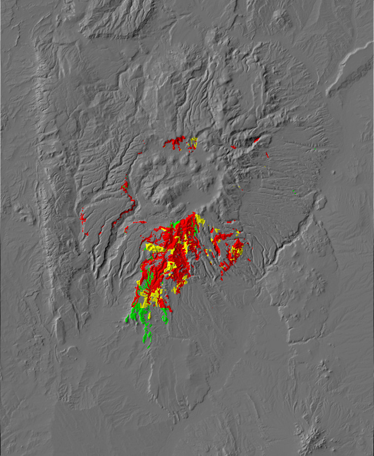Digital relief map of Paliza Canyon Formation exposures in
      the Jemez Mountains