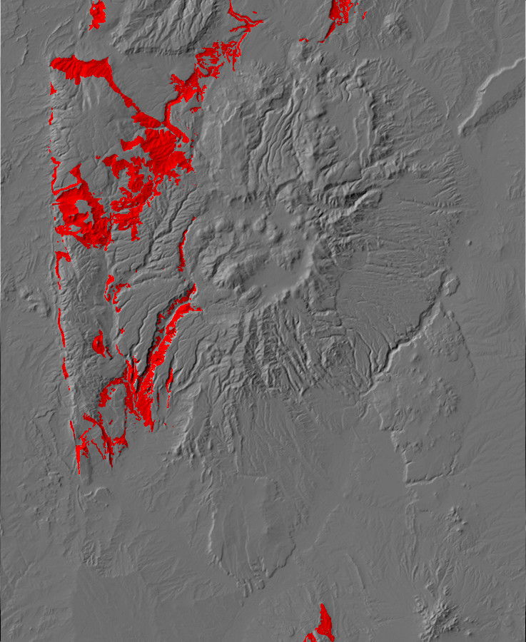 Digital relief map showing Permian
        exposures in the Jemez Mountains