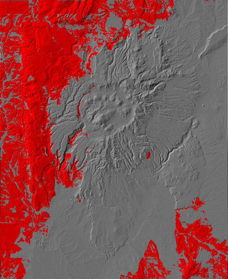 Digital relief map of pre-Neogene exposures in the
        Jemez Mountains