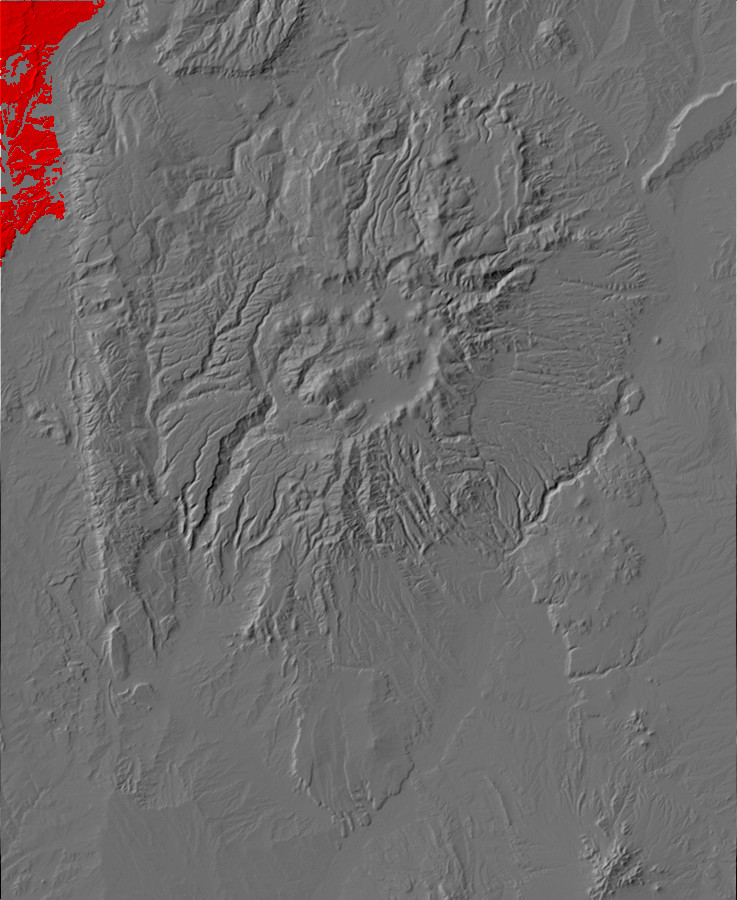 Digital relief map of San Jose Formation exposures in
        the Jemez Mountains