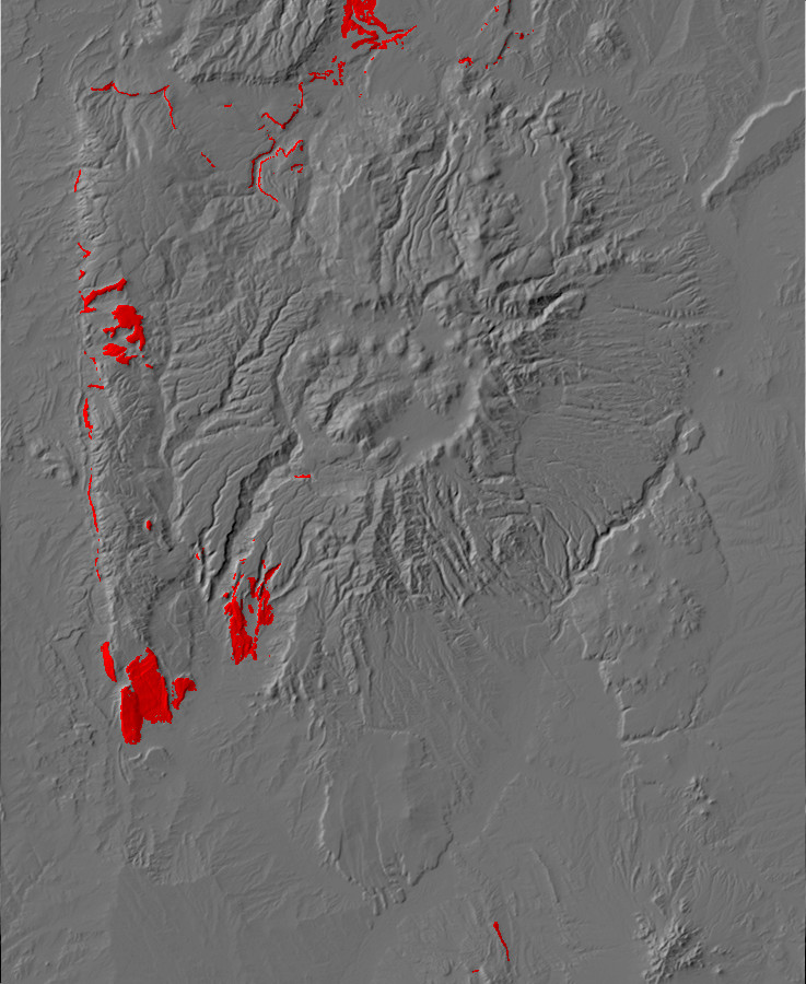 Digital relief map of Triassic exposures in the Jemez
        Mountains