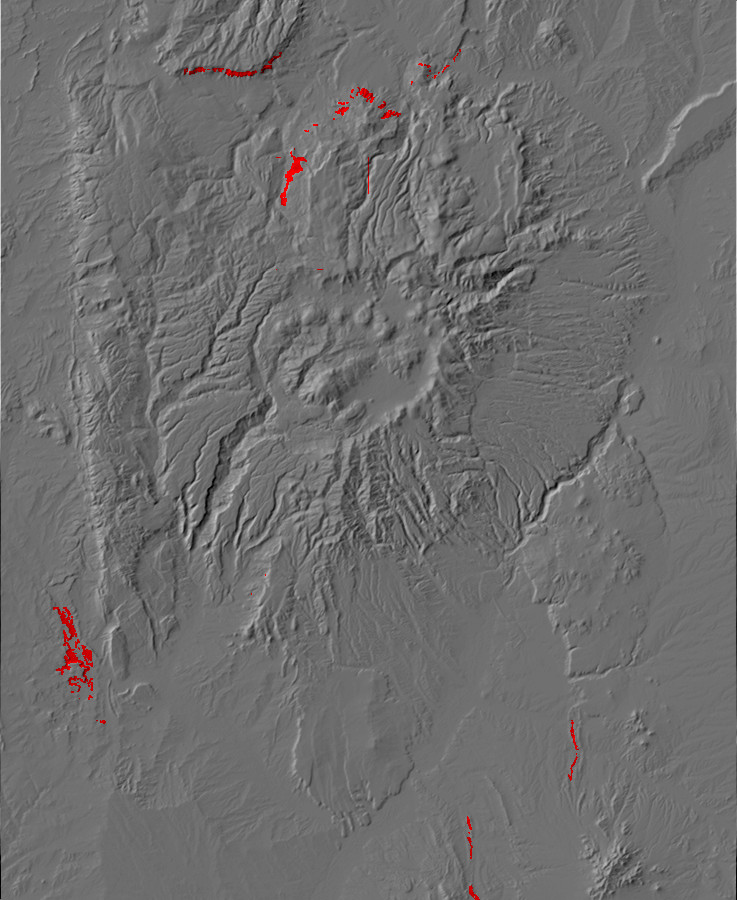 Digital relief map of Summerville Formation exposures
        in the Jemez Mountains