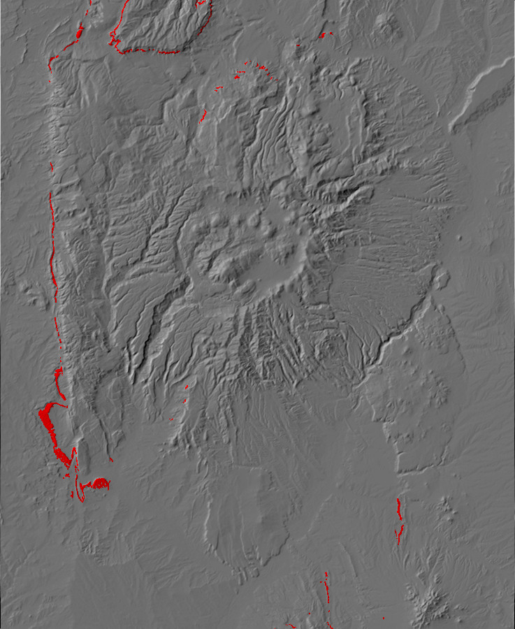 Digital relief map of Todilto exposures in the Jemez
        Mountains