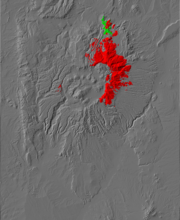 Digital relief map of Lobato Formation exposures in the
      Jemez Mountains