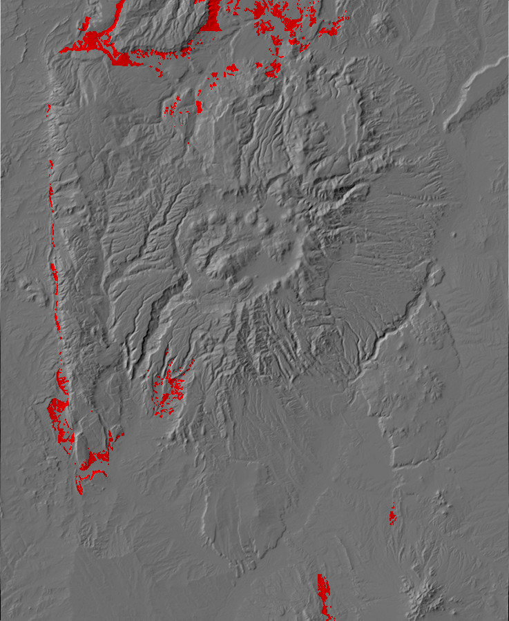 Digital relief map of upper Chinle Group exposures in
        the Jemez Mountains